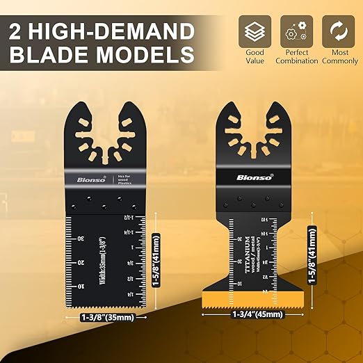 Bionso 55PCS Oscillating Saw Blades, Professional Universal Titanium Multitool Blades for Wood Plastics Metal, Quick Release Multi Tool Kits Fit Dewalt Ryobi Milwaukee Rockwell Fein Makita