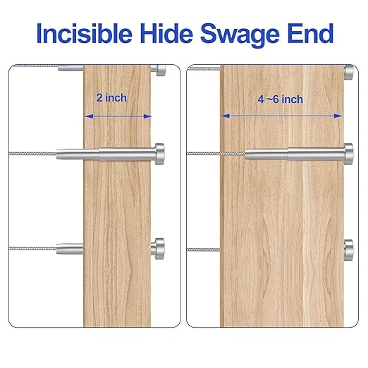 CKE 10 Pairs Invisible Cable Railing Kit, T316 Stainless Steel 3/16" Invisible Receiver and Swage Stud End for 2"x2", 4"x4" Wood/Metal Post, Invisible Deck Stair Cable Railing Hardware Tensioner CR31