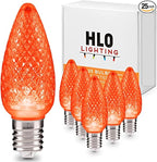 HLO Lighting Set of 25 Orange C9 Faceted LED Christmas Light Bulbs for Indoor & Outdoor Use | Durable Replacement Bulbs