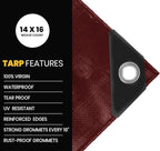 PROTARP Extra Heavy Duty 16 Mil Tarp Cover, Waterproof, UV Resistant, Rip and Tear Proof, Poly Tarpaulin with Reinforced Edges for Roof, Camping, Patio, Pool, Boat. (Maroon/Black 20′ X 40′)