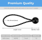 Cartman 60 Pack 6 Inch Ball Bungee Cords Canopy Ties with Elastic String for Canopy, Tarp, Straps, Tent, Black