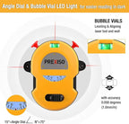 PREXISO Multi Surface Laser Level LED Light Vial, 30Ft Horizontal & Vertical Line Laser with Wall Mount Base, 2 Pins, 10 Sticker, 2 AA Batteries for Hanging Frames & Picture, Construction Wall Writing