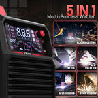 YESWELDER CT-520 Tig Welder & Plasma Cutter, 5-In-1 CUT/HF TIG/Pulse TIG/Spot Welding/Stick, 200A TIG and Stick & 50A Plasma Cutting, 110/220V Dual Voltage Multifunctional Welding Machine