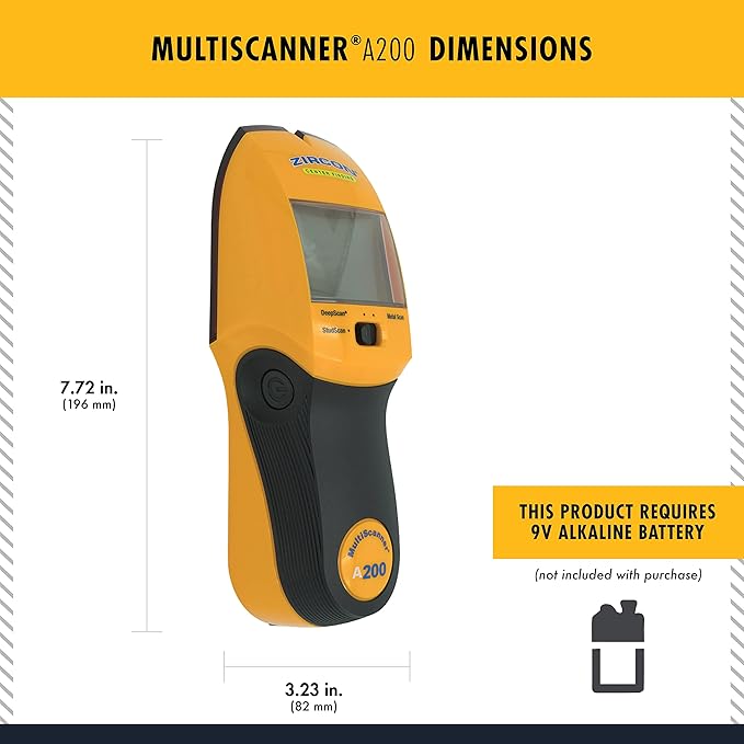Zircon Multiscanner A200 Electronic Wall Scanner / Metal Detector/ Live AC Wire Detection With SpotLite Pointer