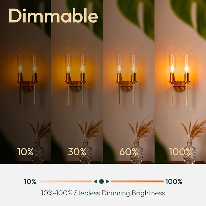 ALAMPEVER E26 LED Bulb 40 Watt, Chandelier Light Bulbs, 2200K Warm White Candelabra LED Bulbs, 12 Pack Candle Light Bulbs