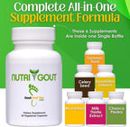 NutriGout Uric Acid Cleanse Supplement w/Turmeric, Celery Seed, Bromelain, Milk Thistle, Dandelion and Chanca Piedra, 60 Vegetarian Capsules of 500 mg Each