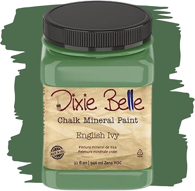 Dixie Belle Paint Company Chalk Finish Furniture Paint - English Ivy (32oz) - Matte Muted Green Chic Chalk Mineral DIY Furniture Paint
