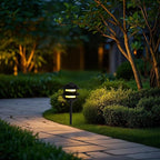 Lumina Lighting® Low Voltage Landscape Lighting Cast-Aluminum Pagoda Path and Area Light Warm White 4W G4 LED Bulb and ABS Ground Stake Included for Yard Walkway Lawn PAL0103-BKLED4 (Black,4-Pack)