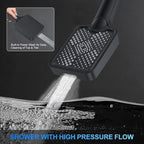 Shower Faucet Set, 10" Ceiling Mount Rainfall Shower System with 10'' Top Head+6'' Side Head and Multi-function Handheld Head Push Button Diverter Shower Faucet Trim Kit Matte Black