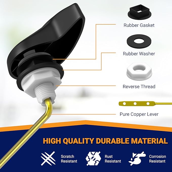 Toilet Handle Replacement (Black Finish, Front Mount)