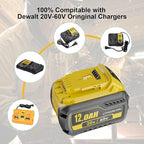 2Packs 12.0Ah Replacement for Dewalt 20V 60V Battery Compatible with Dewalt 20V/60V Battery DCB609 DCB606 DCB612 Series Power Tools (Yellow)