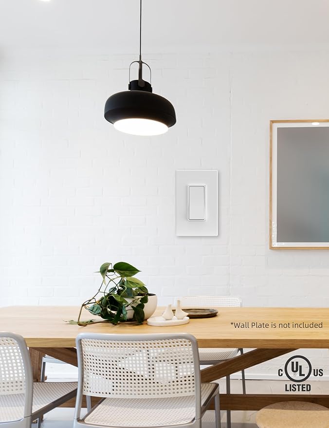 AIDA Matte White Single Pole Decorator Light Switch, 15Amp, 120/277V, Decorative Paddle Rocker Switch Replacement, Electrical Wall Switch,Residential/Commercial Grade, UL/CUL (10 Pack)