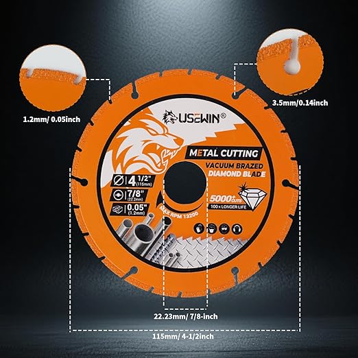 2 Pack Cut Off Wheels 4 1/2 Inch with 7/8" Arbor, Angle Grinder Cutting Disc, Diamond Cutting Wheel with 5000+ Cuts on INOX, Rebar, Angle Iron and Steel