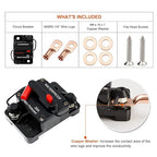 Erayco 100 Amp Circuit Breaker with Manual Reset for Car Marine Trolling Motors Boat ATV Manual Power Protect for Audio System Fuse, 12V-48VDC, Waterproof (100A)