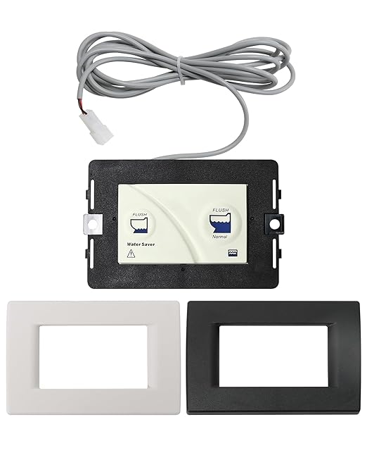 36387 Wall Switch Compatible with Tecma RV Toilet Parts, with 11.8ft Connection Lines and White & Black Frame, Compatible with Small Spaces Such as RVs, Yachts, Campers