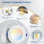 12 Pack 16W MAX.2000LM LED Recessed Ceiling Lighting 6 Inch with Junction Box, Eqv.200W, 2700K/3000K/3500K/4000K/5000K Selectable,Dimmable Recessed Downlight-ETL & Energy Star Certified