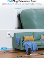 Power Strip Tower with Multiple Outlets, Flat Plug Surge Protector Tower Extension Cord with 12 AC Outlets 4 USB Ports (2 USB C), 15FT Cord Power Tower Surge Protector for Home Office Dorm Room, Black