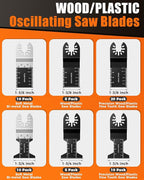 60Pcs Oscillating Tool Blades, Universal Metal Wood Plastic Multitool Blades Quick Release Saw Blades Compatible with Fein Multimaster, Milwaukee, Makita, Bosch, Dewalt, Ryobi, Craftsman