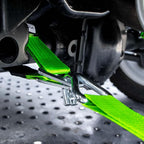 Vulcan Complete Axle Tie Down Kit - High-Viz - Includes 4x 22" & 36" Axle Straps, 4x 15' Wire J Hook Ratchet Straps