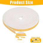 52Feet Weather Stripping Seal (1/4 Inch X 1/8 Inch) for Door Window, High Density Foam Tape, Soundproofing, Insulation Strip, Door Sealers for Door Frame- White