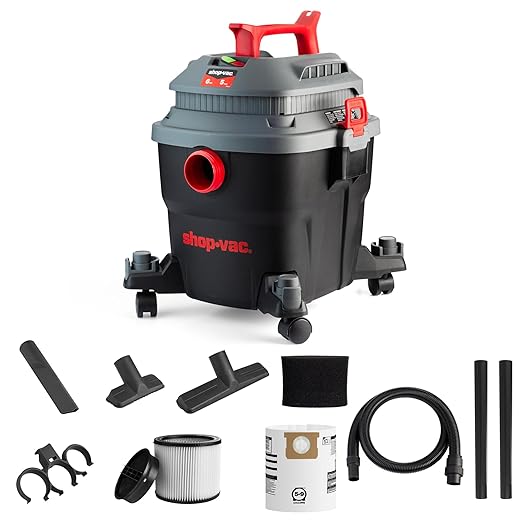 Shop-Vac 6 Gallon 5 Peak HP Wet/Dry Vacuum, Portable Shop Vacuum with Attachments for Jobsite, Garage & Workshop. 5430097