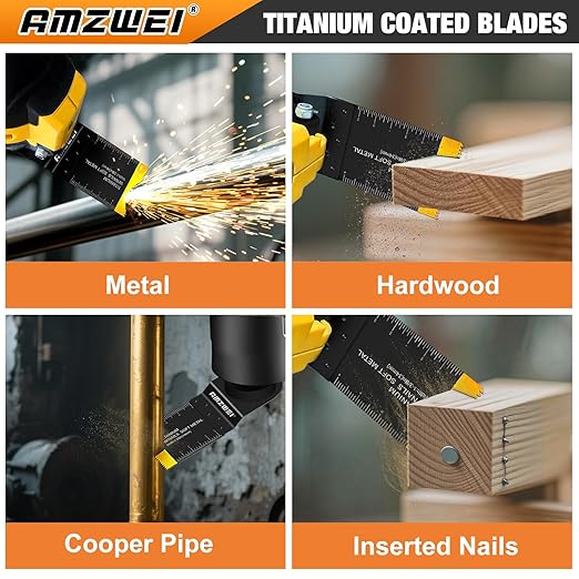 100Pcs Oscillating Tool Blades, Professional Universal Oscillating Saw Blades Wood Metal Cutting, Multitool Blades Compatible with Dewalt, Milwaukee, Dremel, Ryobi, Bosch