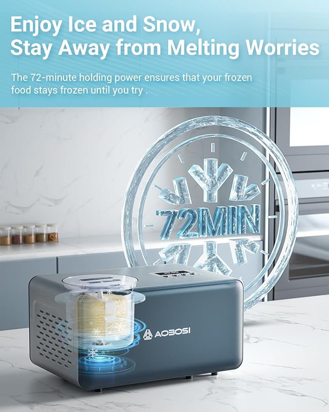 AAOBOSI Electric Ice Cream Maker with Compressor, Ice Cream Maker Machine No Pre Freezing, Ice Cream Machines for Home, Small Homemade Gelato Maker with 4 Modes, 1.61 Quart