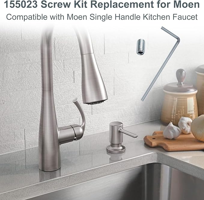 10Pcs Kitchen Faucet Parts for Moen 155023 Screw Kit,Stainless Steel Screws for Kitchen Faucet Handle Repair & Faucet Replacement Parts,Compatible with Moen Single Handle Faucet