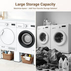 SKM 28" Dual-Pack Washer and Dryer Pedestals - Heavy-Duty Steel Laundry Stand Raiser for Washing Machine and Dryer, Compatible with Most 4.8-5.3 cu. ft. Capacity Appliances, White