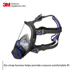 3M Secure Click Full Face Reusable Respirator with Large Lens, Speaking Diaphragm and Push Button Seal Check, FF-803, Painting, Sanding, Chemical Clean-up, Sawing, Large
