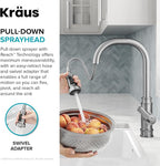 KRAUS Allyn Transitional Industrial Pull-Down Single Handle Kitchen Faucet in Spot-Free Antique Champagne Bronze, KPF-4101SFACB