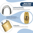HOX 2-Pack Keyed Padlock, Waterproof and Rustproof, Solid Brass Lock with 1-1/4" Wide Body, Padlock with Keys for Storage Unit, Sheds, Garages and Fence