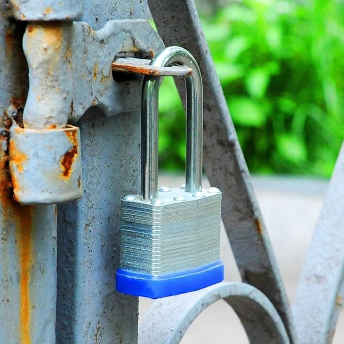 SEPOX® Lucky-12Pcs Set Keyed-Alike Laminated Steel Padlocks with Same-Key, Long-Shackle, 1-9/16" 40MM Heavy-Duty Padlock Body, 12Pcs of Locks with 28Pcs Key with Big Handle for Lockers-Lock, Fence