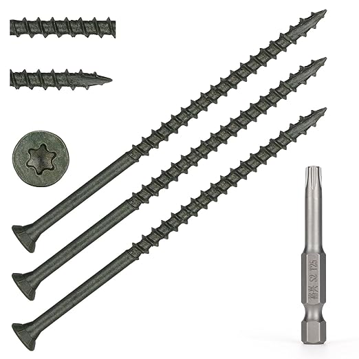 Wood Screws #10 x 4’’, T25 Star Torx Drive Flat Head Deck Screws, Green, 52Pcs (1lb)