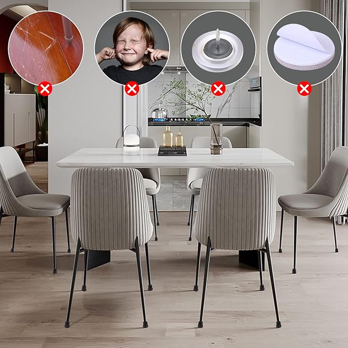 Ezprotekt 24 Pcs Small Black Silicone Chair Leg Floor Protectors for Hardwood Floor, Chair Leg Caps Cover, Felt Furniture Protectors Pads, Bar Stool Leg Protector Round (S Fit: 3/5" to 3/4", 15-19mm)