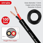 14 Gauge Wire 2 Conductor 14 AWG Electrical Wire Stranded PVC Cord Oxygen-Free Copper Cable 100FT Pure Copper Flexible Cable Wire Cord for LED Lamp Lighting Strips Automotive…