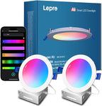 Lepro R2 AI 6 inch LED Recessed Light - Personalized AI Lighting Designer, Dimmable Wafer Lights RGBCW Sync with Music, Smart Canless Downlights Work Alexa & Google Assistant, 12W 1050 Lumen, 2-Pack