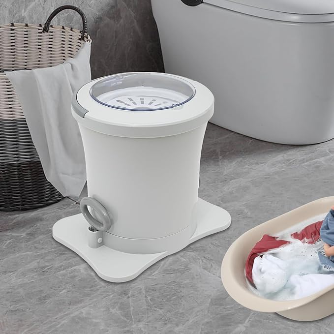 Mini Portable Washing Machine, 2 in 1 Hand Cranked Manual Clothes Non-Electric Washing Machine and Spin Dryer, 9L Capacity Washer/Dryer for Camping, Apartments, RV's, Outdoor (White Large)