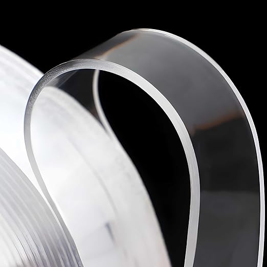 4Rolls Thicker 2mm, Nano Double Sided Mountinging Heavy Duty Tape, 2 Sides Sticky Tack Tape for Painted Walls AC Hanging Clear, 0.7in×10fts, 40fts Total Long (Thicker. 4 pack×0.7''×10fts)