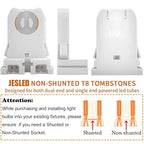 JESLED Non Shunted LED Tombstones - (Pack of 50) T8 Lamp Holder, UL Turn Type Tombstone Lampholder for T10 T12 LED Fluorescent Tube Replacement, Medium Bi-pin G13 Socket for Programmed Start Ballasts