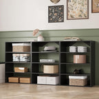 Short Tower Closet Unit, Modular Closet System, Wood Closet System Organizer with Storage for Walk In Closets, Clothing Rack Wardrobe for Hanging Clothes, Bedroom, Black, 31.5"W