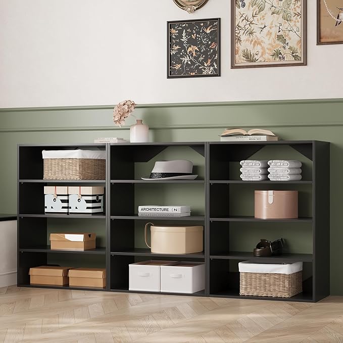 Short Tower Closet Unit, Modular Closet System, Wood Closet System Organizer with Storage for Walk In Closets, Clothing Rack Wardrobe for Hanging Clothes, Bedroom, Black, 31.5"W