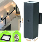 Motion Sensor Outdoor Wall Lights, Dusk to Dawn Exterior Wall Mount Light Fixtures with 3 Modes, Waterproof Up Down Porch Lights for House, Garage, Patio, Entryway, Matte Black