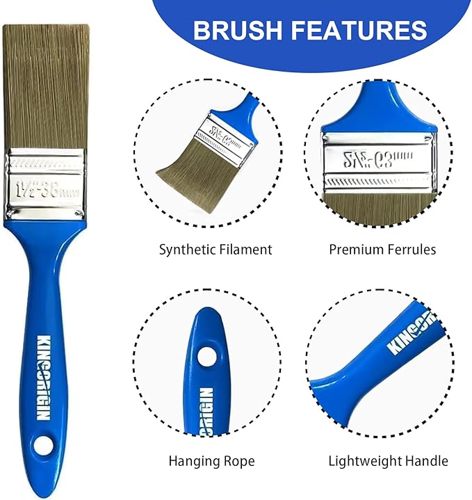 1.5 Inch Paint Brush Set, 40 Pack, 1-1/2 Inch (38mm) Flat Paint Brushes for Walls, Furniture, Crafts, Professional DIY Painting & Touch-Ups