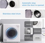 Elevon 1500W Portable Clothes Dryer, 3.5 cu.ft Electric Drying Machine for Laundry with Steel Tub for Apartment, Dorms, Compact Dryer for Small Space, Black/White