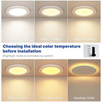 12 Pack 6 Inch LED Recessed Ceiling Light with Night Light| 5CCT Dimmable 2700K-5000K| RA90 1050LM 12W 120V| Ultra-Thin High Brightness Canless Wafer Downlight with Junction Box| IC ETL FCC