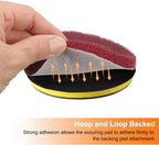 HARFINGTON 4pcs Scrubber Scouring Pads 180 400 800 1200 Grits 2 Inch Drill Power Brush Hoop and Loop Surface Conditioning Disc Drill Scuffing Disc Scrub Pads for Kitchen Cleaning, 4 Colors