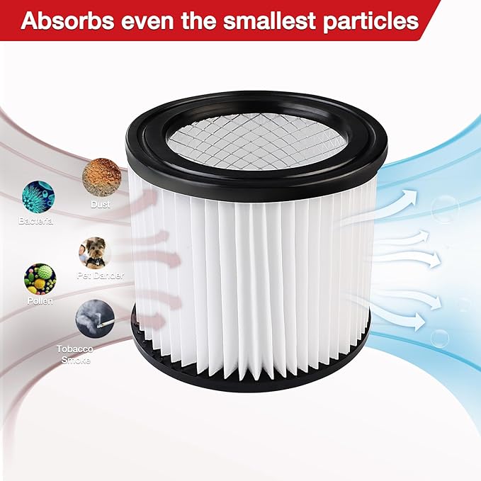 Shop-Vac High Performance 90398 Cartridge Filter, Fits Most 4 Gallon and less Shop-Vac Wet/Dry Vacuums, High Efficiency Nanofiber Filtration Paper, PET and Reusable, 2 Pack