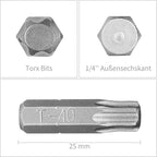 HPHOPE T40 Screwdriver Bit Set, Torx Bits T40, 1/4" Hexagon Bit (Length: 1", 25 Pack)