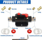 BOJACK 20A Audio Inline Circuit Breaker Reset Fuse Holder 12-24V DC Manual Reset Fuse Holder 3-15 AWG Overload Protection for Car Audio Sound Amplifier System RV Marine Boat Truck Solar Inverter